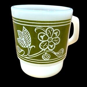 FIRE KING FLOWER DAISY LITHOGRAPH MUG